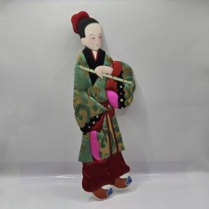 VTG 12"H Chinese Silk Hand Embroidery Paper Dol Mythology Immortal TSAU KUO CHIU